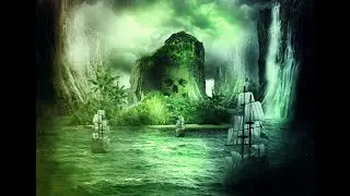 Matte painting of SKULL ROCK ISLAND in Photoshop with MATTE PAINTING FILES