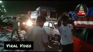 Cool Drink Truck Slipped At ORR, Hyderabad, Public Looted Cool Drinks.Driver Safe