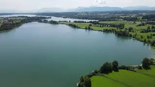 Tachinger See Bawaria Niemcy widok z drona