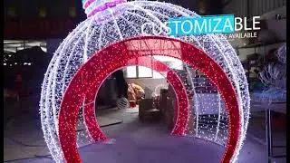 walk through led 3d arch ball motif lights for outdoor holiday christmas decorations #balllights