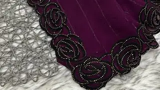 Heavy Blooming Georgette saree with sequence work |Velvet cut paste design