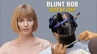 Step-by-Step BLUNT BOB with Straight Bangs Haircut Tutorial | How to Cut a Clean, Sharp Bob