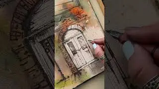 Door sketch in watercolor and ink