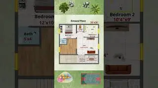 900sqft East facing house plan 30'x30' #vastu #animation