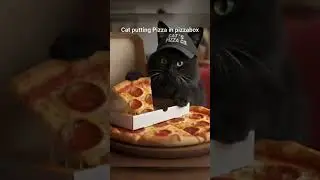 cat making pizza 🍕#cat #cooking #pizza