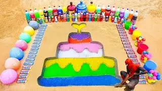How to make Rainbow Birthday Cake with Orbeez, Coca Cola, Fanta, Mtn Dew, Balloons Soda vs Mentos