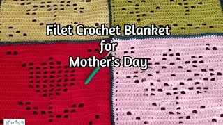 Crocheting a filet crochet blanket for Mother's Day | Bit-Vlog