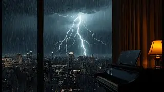 Epic Lightning Storm & Gentle Piano &ndash; Fall Asleep Fast During Heavy Rain Night Ambience