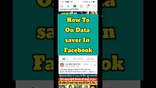 🙅 How To ON DaTa SaVeR in FaceBook #facebook#tech #data