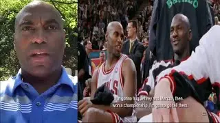 SCOTT BURRELL OF 1998  CHICAGO BULLS  TEAM ANSWERS FANS QUESTIONS ABOUT HOW HARD ITS TO PLAY WITH MJ