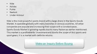 Global Sports Goods Market Share,Size,Forecast,Trends