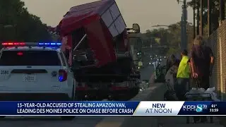 Des Moines police arrest 13-year-old suspect after chase and crash with stolen Amazon delivery van