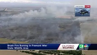 Brush fire burns in Fremont Wier State Wildlife Area