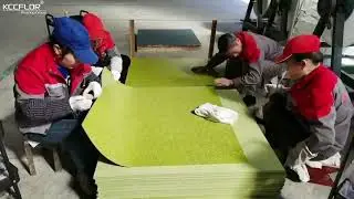Rubber flooring tiles inspection