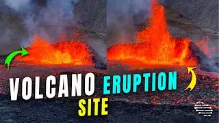 Visitor Filming a Volcano Eruption Site