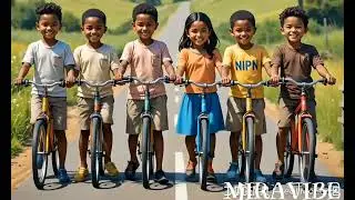 African Kids Ride Bikes & Feed Animals | Countryside AI Short Film | MiraVibe #Shorts