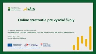 Online stretnutie pre zástupcov a zástupkyne vysokých škôl - NP Dáta