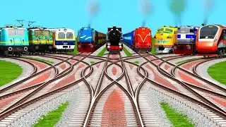 Nine Railgadi Runs On Bumpy Branched Curved Railroad Tracks || Indian Train Simulator Game
