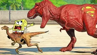 SpongeBob vs Spiderman, Superman, Batman Dinosaur - Jurassic World Evolution 2