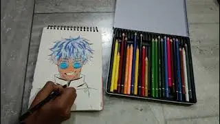 Drawing of gojo☠️#art💯🔥 #trending #short feed using bristro pencil colours