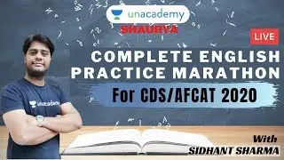 Complete English Practice Marathon for CDS/AFCAT 2020 | CDS/AFCAT 2020 | English by Sidhant Sharma
