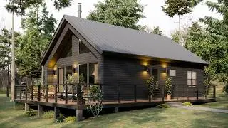 26'x32' (8x10m) Stunning Wrap-Around Porch Cabin - Sleek Design Meets Cozy Comfort