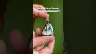 Blue Larimar Necklace #BlueLarimar #CrystalNecklace #wirewrappedjewelry