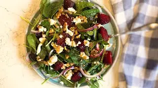 Roasted Beetroot Salad with Spinach, Walnuts & Goat Cheese