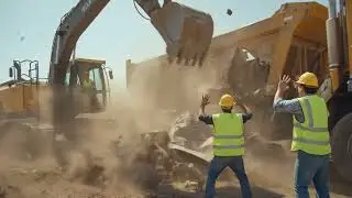 Construction Site Disaster: Volvo Excavator Crash During Loading🚧😱#fail #damage #excavatoraccident