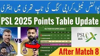 PSL 2025 Points Table update after KK vs QG Match 8|  Points Table Shift After Match 8