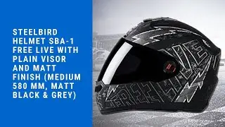Steelbird Helmet SBA-1 Free Live with Plain Visor and Matt Finish (Medium 580 MM, Matt Black & Grey)