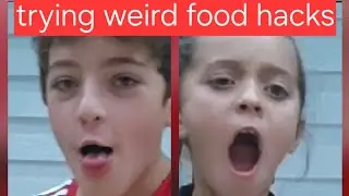 Trying weird food hacks| P and G shorts #funny #viral #trending #food 