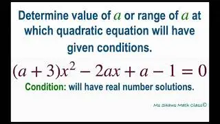Determine value of a for quadratic equation (a+2)x^2 -2ax +a -1 =0 with real number solutions