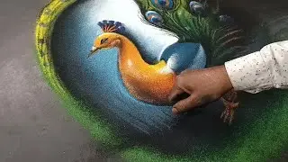 Magical Peacock 🦚 Rangoli Designs | Colour Shading Peacock Rangoli |  #peacock  🦚🦚