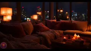 Cozy Rainy City Night 🌧️ Candlelit Living Room Ambience for Sleep, Calm & Relaxation