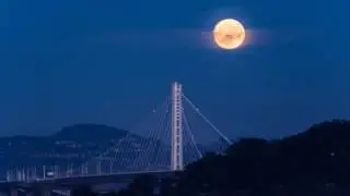 Super Moon Over Bay Bridge