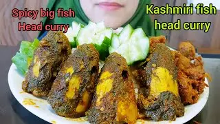 ASMR EATING SPICY KASHMIRI BIG FISH HEAD CURRY WITH RICE |BIG BITES |KASHMIRI WAZWAN| MUKBANG #food