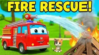 FIRE! 🔥 Brave Red Fire Truck Rescue! 🚒 | Rescue Squad Ep 1