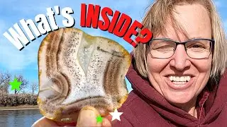 What's INSIDE? Rock Hunting and SLABBING Fantastic Fall Finds - Agates, Jasper and Mystery Rocks!