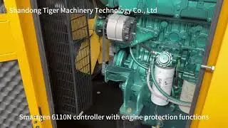The video shows 250kw silent type diesel generator powered by Sinotruk