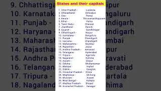 Indian States and their capitals name #shorts #quiz #gkinenglish #gk #stateandcapital
