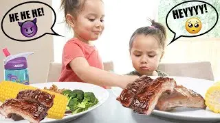 LUNCH TIME EATING RIBS with ALEX & LEXI | Mini Phan Club