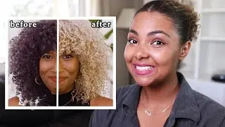 Hairdresser Reacts: DRASTIC Platinum Blonde Curly Hair Transformation