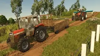 Plantio de arroz feito, ent&atilde;o vamos embora com Massey-Ferguson 690, na companhia do MF 290 - FS25