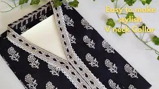 Sewing Tutorial for Collar Kurti Front Neck Design \ V neck design \
