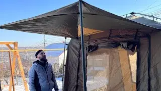 Шелтер Mivardi Base Camp XXL &mdash; реальный обзор зимой | Сборка при &minus;10&deg;C