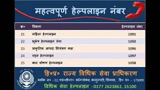 Emergency Helpline Numbers shared by DLSA, Mandi
