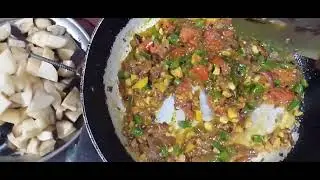 Aaloo, v Baigan ki mix sabji, How to make Potato & Brinjal mix vegetables, serve with boiled rice.