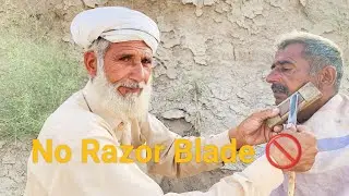 ASMR No Razor Blade🚫 Just Pice Of iron🔥 But Barber is 100 Year Old!😱[ASMR Abi]