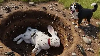 Brave Dog and Man Rescue Trapped Rabbit from Deep Hole